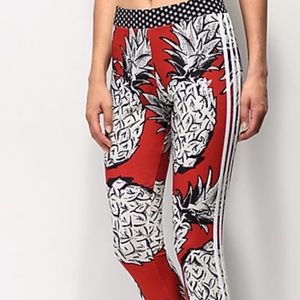 Adidas 3 stripe pineapple red leggings Clearance